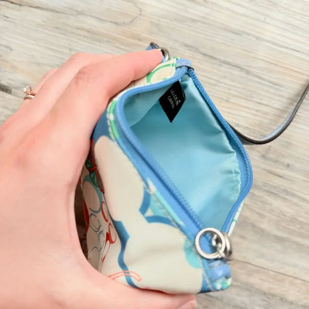 Vintage Coach Optic Butterfly Signature Wristlet Blue Multicolor Y2K Monogram